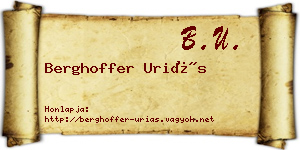 Berghoffer Uriás névjegykártya